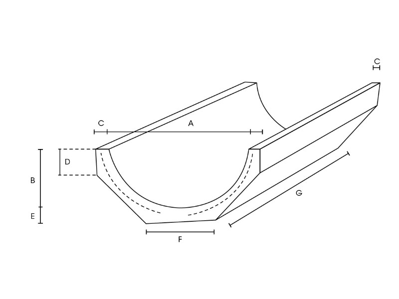Precast Half Round Drain - Precast Half Round Drain technical drawing